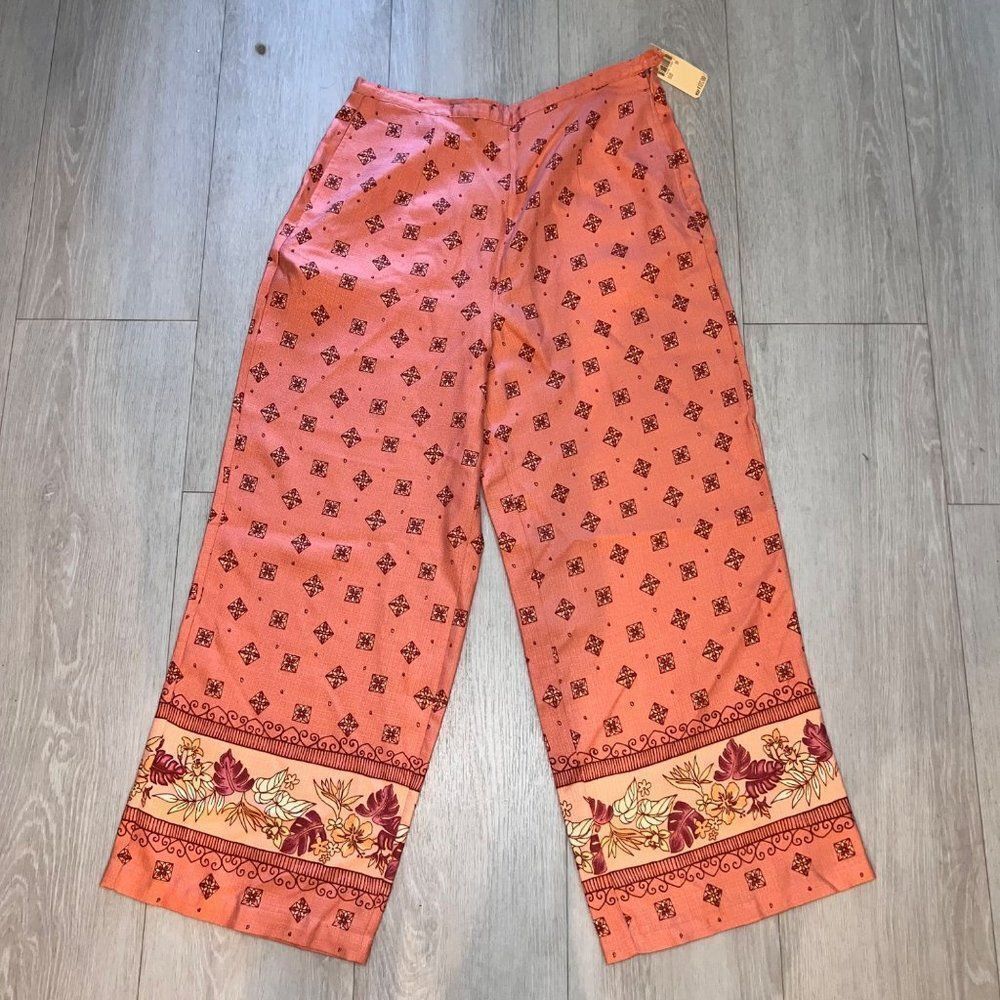 Tommy Bahama 100% Silk Pants Tropical TW1088 Peachy Women's 10